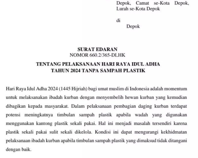 Pelaksanaan Hari Raya Idul Adha 2024 Tanpa Sampah Plastik