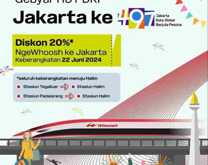 Sambut HUT ke-497 Jakarta, KCIC Diskon Tiket Whoosh